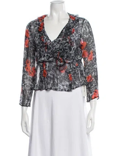 Pre-owned Iro Floral Print V-neck Blouse In Multi