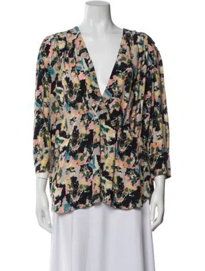 Pre-owned Iro Floral Print V-neck Blouse In Multi