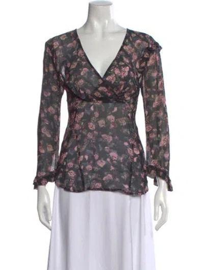 Pre-owned Iro Floral Print V-neck Blouse In Multi