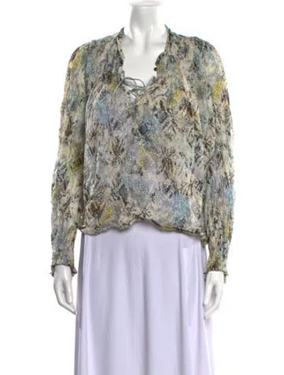 Pre-owned Iro Floral Print V-neck Blouse In Neutral