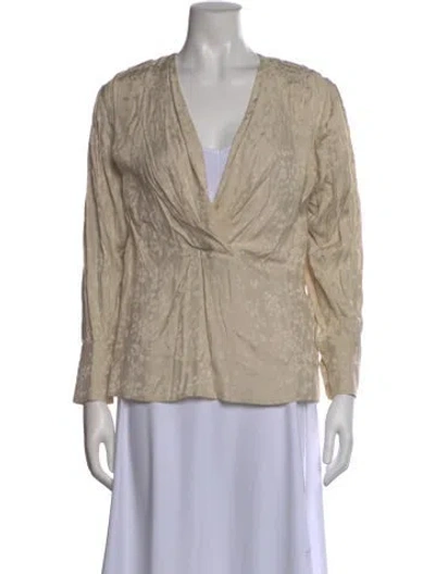 Pre-owned Iro Floral Print V-neck Blouse In Neutral