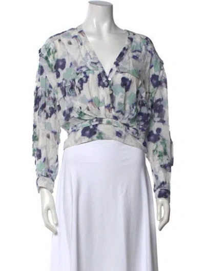 Pre-owned Iro Floral Print V-neck Blouse In Neutral
