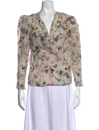 Pre-owned Iro Floral Print V-neck Blouse In Neutrals