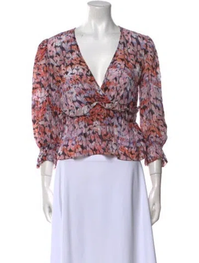 Pre-owned Iro Floral Print V-neck Blouse In Pink