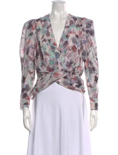 Pre-owned Iro Floral Print V-neck Blouse In Pink