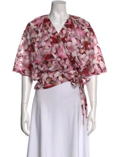 Pre-owned Iro Floral Print V-neck Blouse In Pink