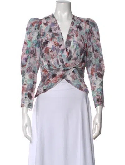 Pre-owned Iro Floral Print V-neck Blouse In Pink