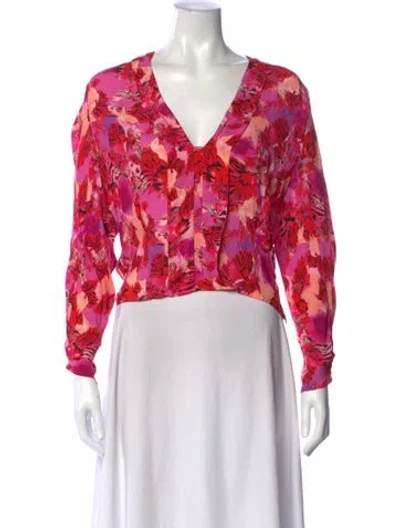 Pre-owned Iro Floral Print V-neck Blouse In Purple