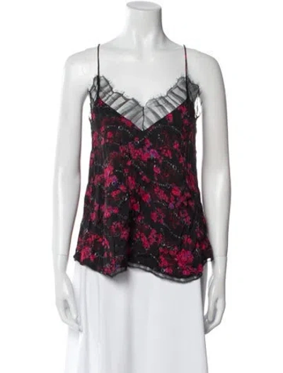 Pre-owned Iro Floral Print V-neck Blouse In Red