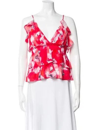 Pre-owned Iro Floral Print V-neck Blouse In Red