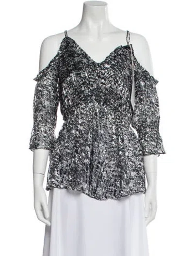 Pre-owned Iro Floral Print V-neck Blouse W/ Tags In Gray