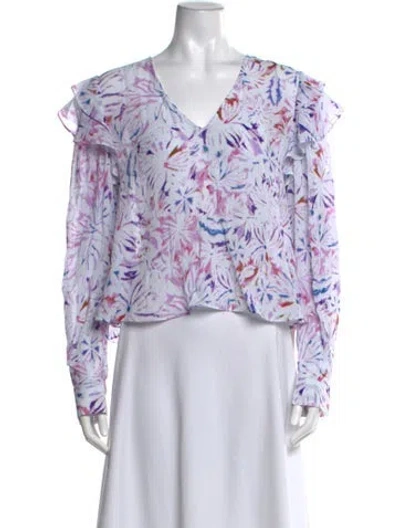 Pre-owned Iro Floral Print V-neck Blouse W/ Tags In Multi
