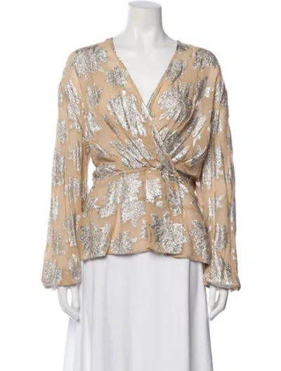Pre-owned Iro Floral Print V-neck Blouse W/ Tags In Neutral