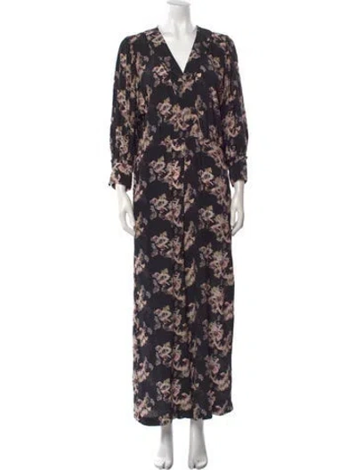 Pre-owned Iro Floral Print V-neck Jumpsuit In Black