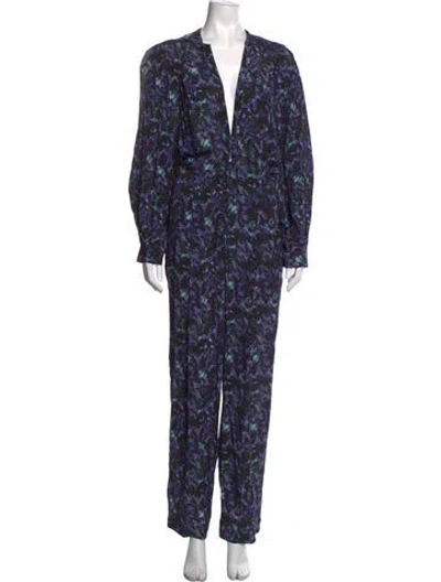 Pre-owned Iro Floral Print V-neck Jumpsuit In Black