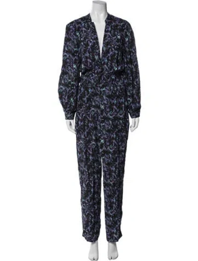 Pre-owned Iro Floral Print V-neck Jumpsuit In Black