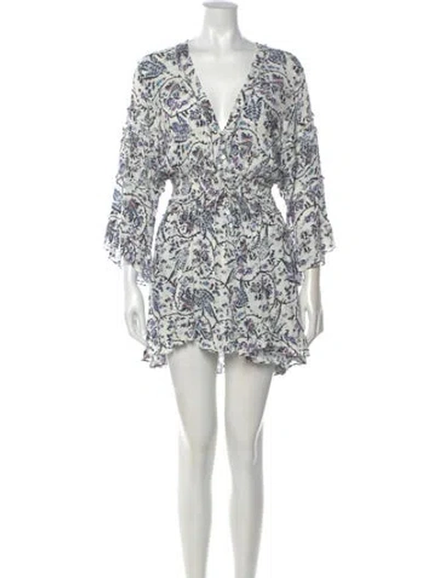 Pre-owned Iro Floral Print V-neck Jumpsuit In Blue
