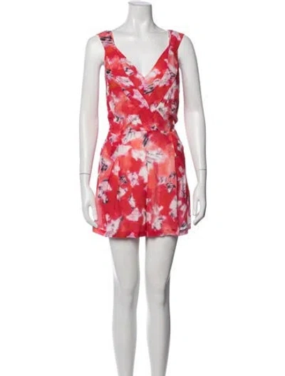 Pre-owned Iro Floral Print V-neck Jumpsuit In Red