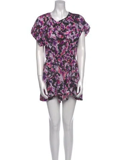 Pre-owned Iro Floral Print V-neck Romper In Black