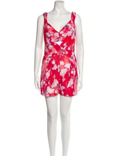Pre-owned Iro Floral Print V-neck Romper In Pink