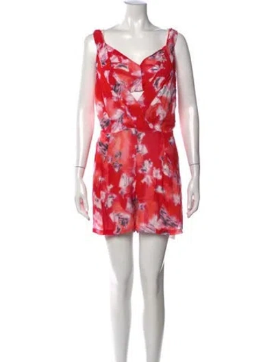 Pre-owned Iro Floral Print V-neck Romper In Pink