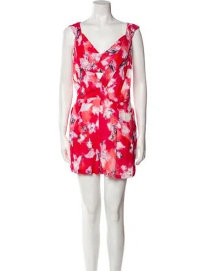 Pre-owned Iro Floral Print V-neck Romper In Red