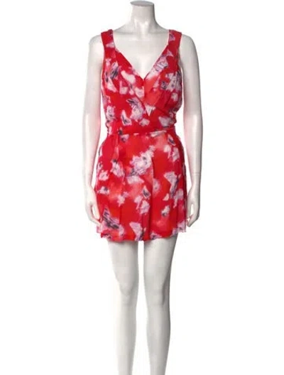 Pre-owned Iro Floral Print V-neck Romper In Red