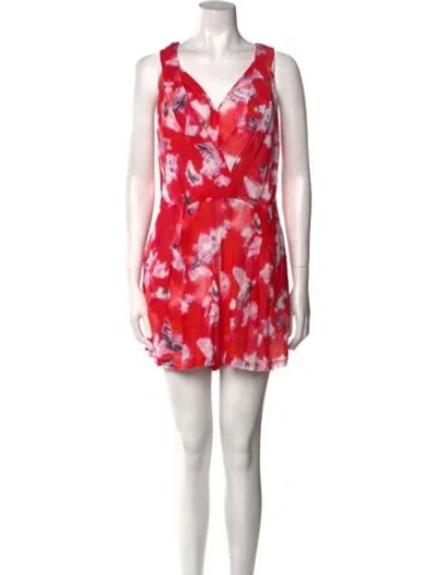 Pre-owned Iro Floral Print V-neck Romper In Red