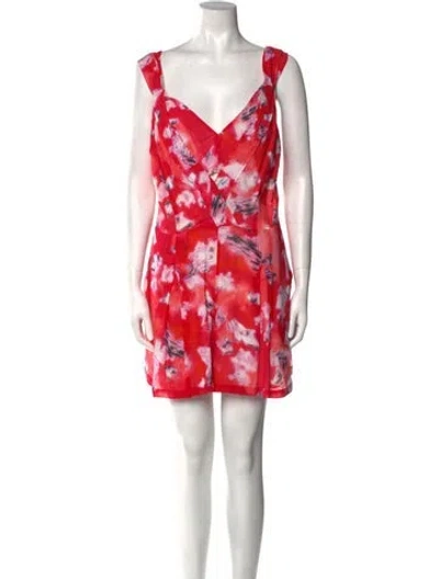 Pre-owned Iro Floral Print V-neck Romper In Red