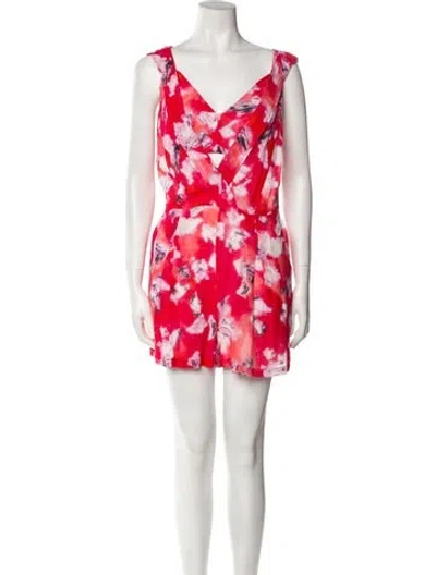 Pre-owned Iro Floral Print V-neck Romper In Red