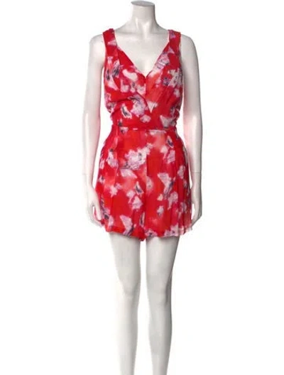 Pre-owned Iro Floral Print V-neck Romper In Red