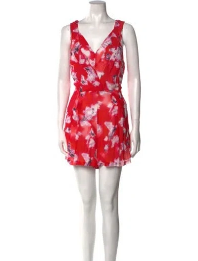 Pre-owned Iro Floral Print V-neck Romper In Red
