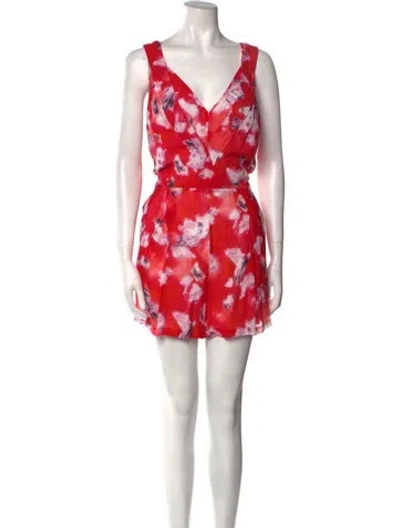 Pre-owned Iro Floral Print V-neck Romper In Red