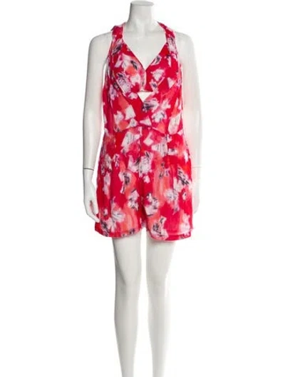 Pre-owned Iro Floral Print V-neck Romper In Red