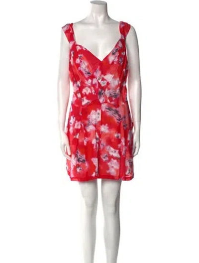 Pre-owned Iro Floral Print V-neck Romper In Red