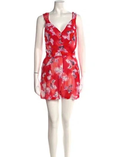 Pre-owned Iro Floral Print V-neck Romper In Red