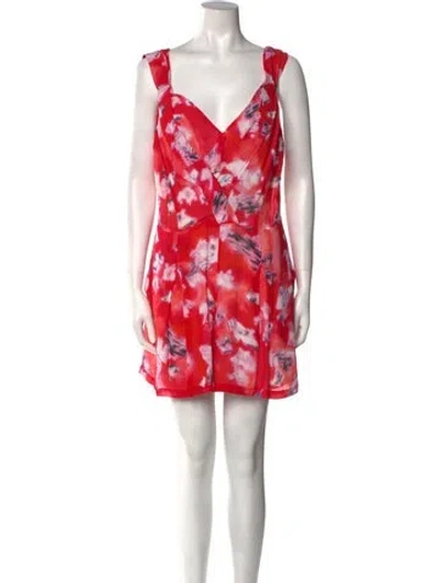 Pre-owned Iro Floral Print V-neck Romper In Red