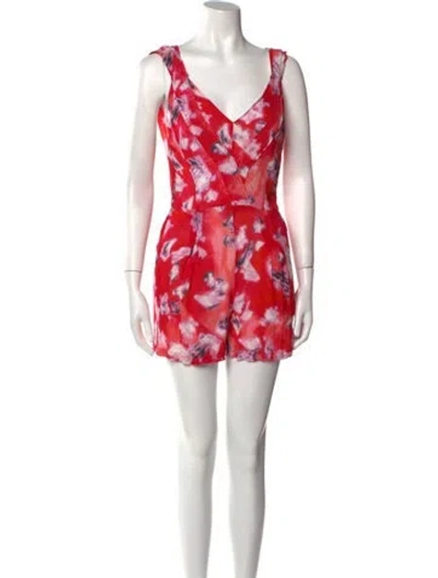 Pre-owned Iro Floral Print V-neck Romper In Red