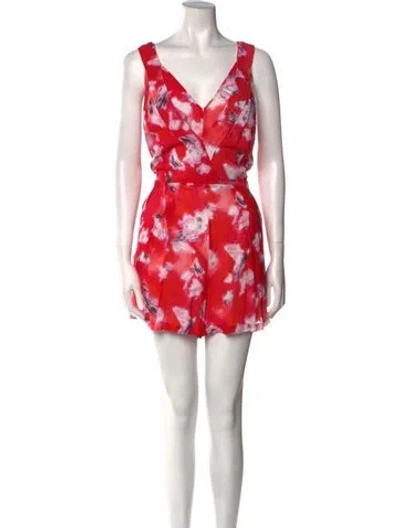 Pre-owned Iro Floral Print V-neck Romper In Red