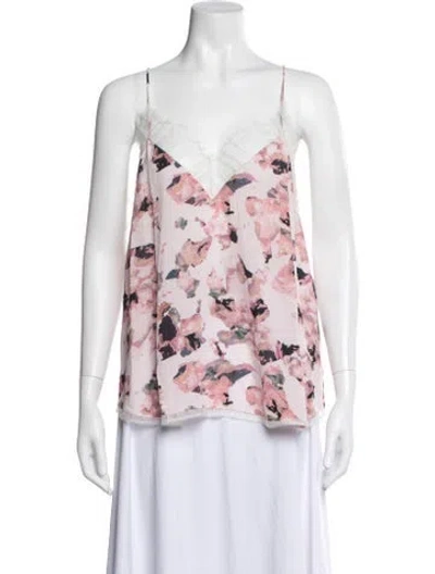 Pre-owned Iro Floral Print V-neck Top In Pink