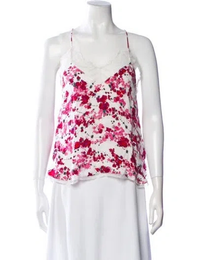 Pre-owned Iro Floral Print V-neck Top In Red