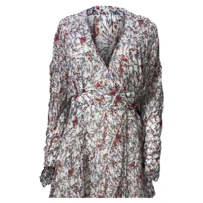 Iro Floral Print Wrap Dress In Multicolor Rayon In Gray