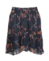 Iro Floral Tiered Midi Skirt In Black Viscose In Black