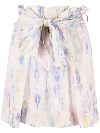 Iro Floral-print Tied-waist Short Skirt In Pink