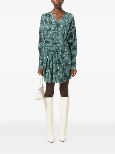 Iro Fontana Abstract-pattern Draped Mini Dress In Blue