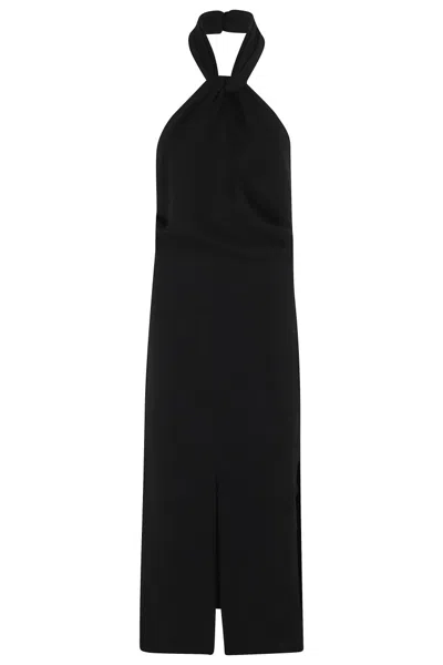 Iro Form-fitting Black Dress With Cross-over Neckline