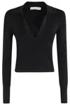 Iro Fitted Long-sleeve Top With Deep V-neckline In Black