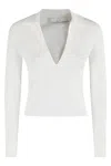 Iro Fitted White Top With Deep V-neckline In Ecru