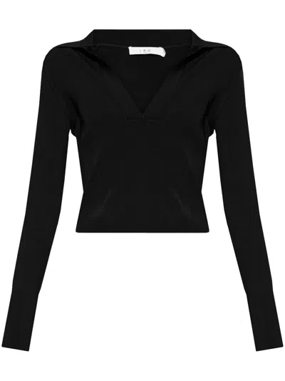 Iro Fraya Polo Top In Black