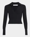 Iro Fitted Long-sleeve Top With Deep V-neckline In Black